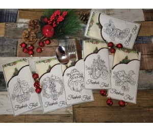 Stickserie ITH - Bestecktaschen Einsteckhüllen White Christmas mit Serviettenring